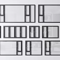 Various Window Designs With Black Frames And Glass Panels Displayed 3d model