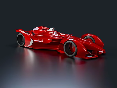 Red Futuristic Race Car With Sleek Aerodynamic Body And Modern Design 3d model