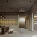 Traditional Japanese Tea House Interior With Wooden Table