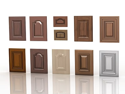 Stylish Double Doors With Various Wooden Finishes And Panel Designs For Home Interior 3d model