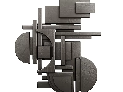 Modern Abstract Wall Decor With Geometric Shapes And 3D Dark Design For Contemporary Home Interior 3d model