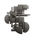 Modern Abstract Wall Decor With Geometric Shapes And 3D Dark Design For Contemporary Home Interior