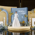 Elegant Banquet Hall With Crystal Chandeliers Golden Arched Decor Round Tables And Floral Arrangements