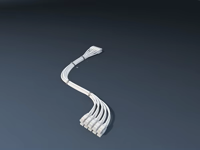White Multi Port Digital Cable for Mobile Phone Data Transfer and Charging 3d model