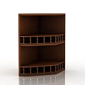 Elegant Brown Wooden Cabinets With Multi Layer Shelves And Decorative Railings