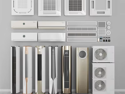 Collection of Wall Mounted Floor Standing Air Conditioners and Fans with Modern Designs 3d model