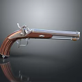 Antique Revolver Weapon With Wooden Grip And Polished Metal Barrel Design