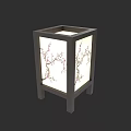 Chinese Style Square Lantern With Wooden Frame And Plum Blossom Design