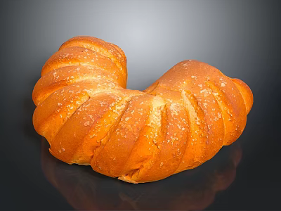 Golden Flaky Freshly Baked Croissant With Buttery Layers On Dark Background 3d model