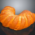 Golden Flaky Freshly Baked Croissant With Buttery Layers On Dark Background