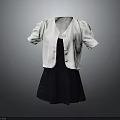 Stylish Short Sleeved White Cardigan With Dark Dress For Casual Daily Wear