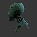 Green Mechanical Character Head Design With Detailed Armor Structure And Numbers