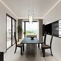Modern Open Dining Living Room Interior With Sofa Coffee Table Decorative Shelf And Area Rug