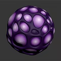 Purple Spherical LED Light Fixture With Hollow Circular Cutouts And Illuminated Center