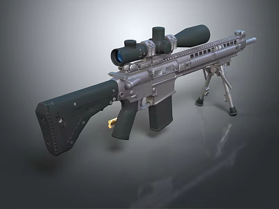 Modern Sniper Rifle With Tactical Scope Adjustable Bipod Metallic Black Finish and Ergonomic Grip 3d model