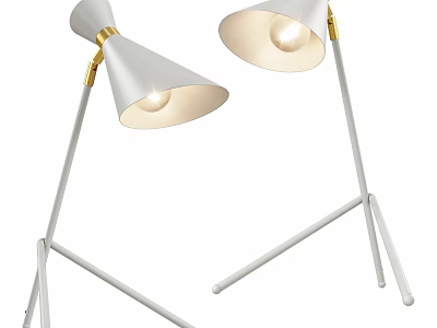 Modern White Wall Lamps With Gold Accents And Cone Shaped Shades 3d model