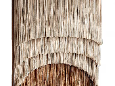 Layered Tassel Wall Decor in Beige and Brown Tones with Natural Material Texture 3d model