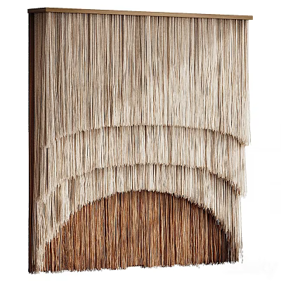 Layered Tassel Wall Decor in Beige and Brown Tones with Natural Material Texture 3d model