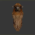 Realistic Fluffy Brown Camel With Thick Fur Standing Against Dark Background