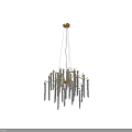 Elegant Gold Frame Chandelier With Crystal Pendants And Dangling Beads