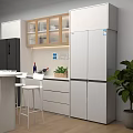 Live Stream of Modern Open Kitchen with Island Counter Refrigerator and Cabinets
