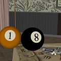 Stylish Decorative Ornament Combination with Number 1 8 Billiard Balls Small Ornaments and Potted Plant