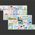 Cartoon Scenery 3D Model Featuring Multi Layered Hexagonal Structure With Colorful Rooms And Furniture