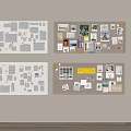 Organized Corkboard Wall Display With Photos Notes And Charts In Home Office