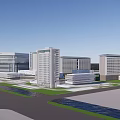 Modern Hospital Building Complex Featuring Architectural Design And Green Spaces Layout 3d model