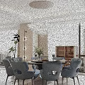 Elegant Modern Dining Table Set With Blue Upholstered Chairs For Bright Luxury Home Dining Space