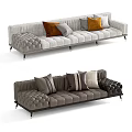 Modern Light Gray Sectional Sofa With Tufted Design And Decorative Pillows 3d model