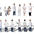 Healthcare Workers In Various Poses And Professional Attire On White Background