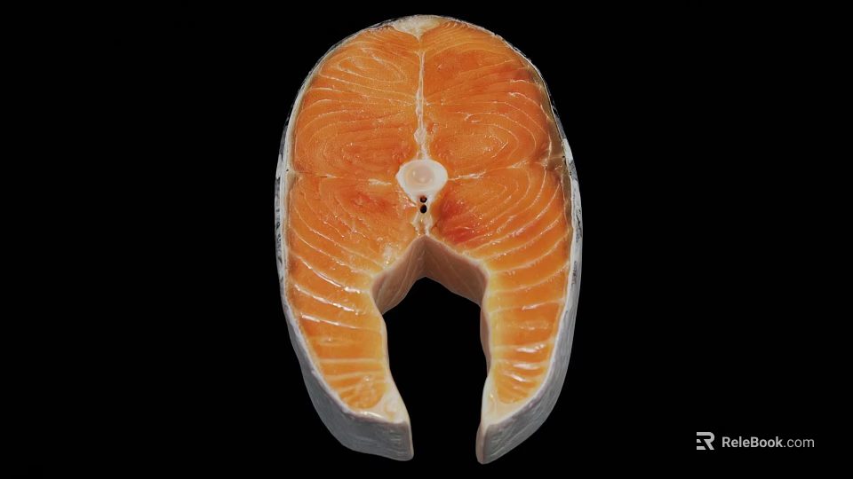 Realistic Salmon Steak Shaped Carpet With Orange White Pattern For Living Room Decor 3d model 