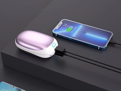 Pink Gradient Power Bank Charging Modern Smartphone With Battery Level 3d model