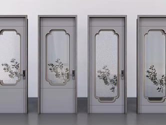 New Chinese style security door glass door 3d model