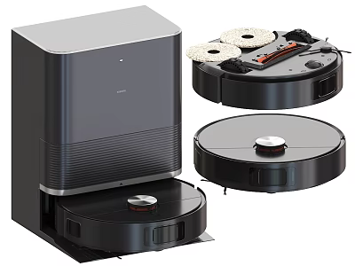 Advanced Daily Use Electrical Appliance Robotic Vacuum Cleaner System With Base Station And Units 3d model