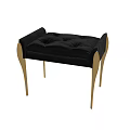 Black Velvet Sofa Stool with Gold Metal Legs Padded Seat Modern Elegant Design