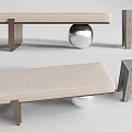 Stylish Sofa Bench With Linen Upholstery Metal Legs And Stone Base Designs