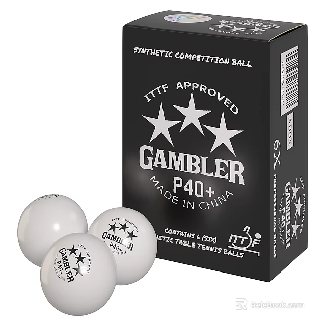 Synthetic Competition Ball ITF Approved Gambler P40+ Three White Balls Made in China Packaging Box 3d model 