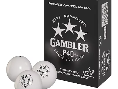 Synthetic Competition Ball ITF Approved Gambler P40+ Three White Balls Made in China Packaging Box 3d model