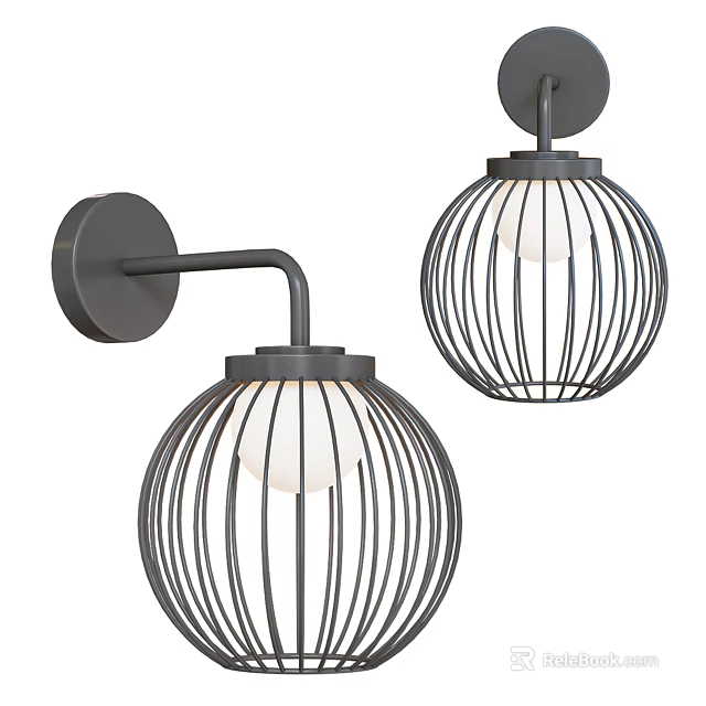 Modern Indoor Wall Sconces With Metal Frame And Spherical Shade Design 3d model