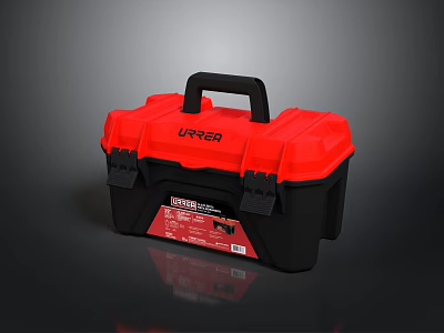 Red And Black Upper Toolbox With Handle Latches And Red Label 3d model