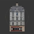 Classic Residential Building With Gray Roof White Walls Red Ground Floor Facade And Chimneys