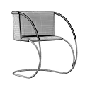 Modern Leather Accent Chair With Armrests Curved Chrome Metal Frame Black and Brown Sleek Design