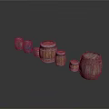 Rustic Wooden Barrels Arrangement With Different Sizes And Vintage Styles