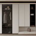 Modern Wardrobe Design With Glass Doors White Cabinetry Hanging Area Drawers And Storage Bags