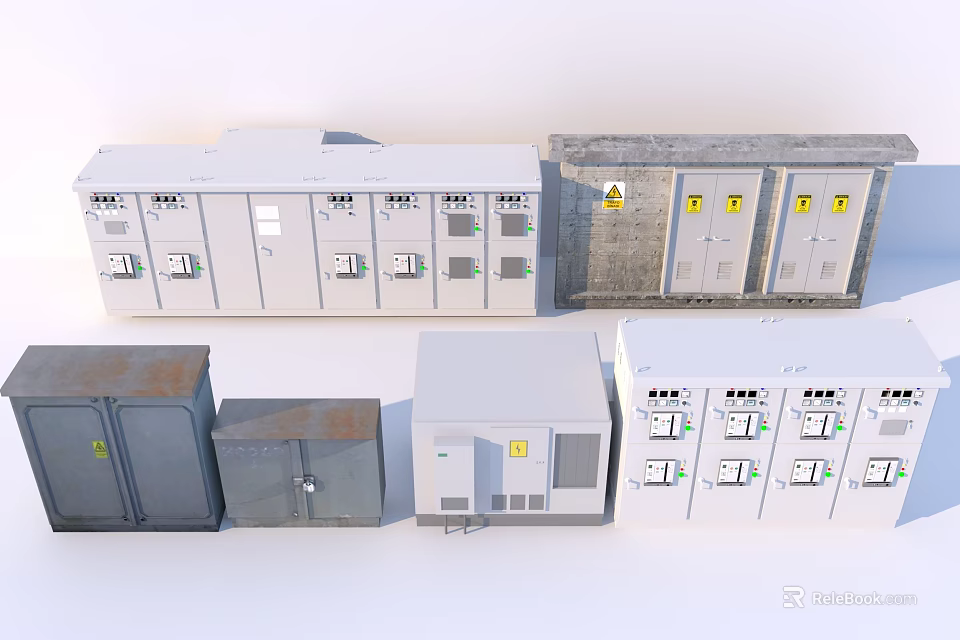 Industrial Equipment Including Electrical Control Panels And Metal Enclosures For Industrial Use 3d model 