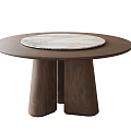 Modern Round Dining Table With Marble Top And Wooden Base 3d model