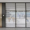 Modern Glass Partition With Wooden Door And Blinds For Office Space Design