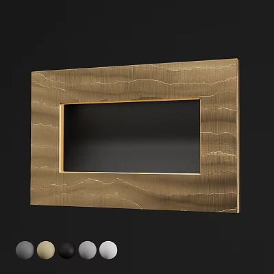 Brushed Brass Decorative Frame With Wavy Texture And Black Center Panel 3d model